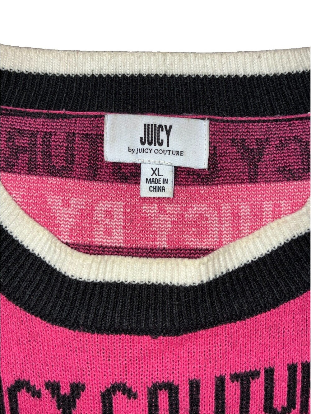 Juicy Couture Women’s Pink Logo Knit Acrylic Crewneck Pullover Sweater XL - Picture 4 of 9